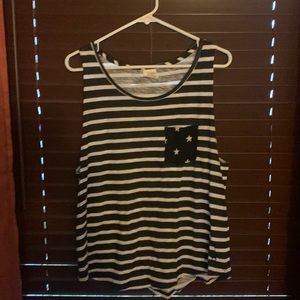 PINK tank top - striped navy blue/white in size large